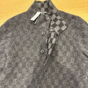 James Perse Gray Checkered Pea Coat